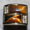 Gold Plated Womens Ring Tiger Eye Rings And CZ Gemstone Rings Manufacturer JX10508