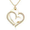 925 Sterling Silver Plated Double Love Heart Pendant Eternity Crystal CZ Stone Necklace
