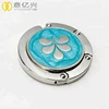 round shape bling bling metal foldable bag lock with leaf logo hand bag hook