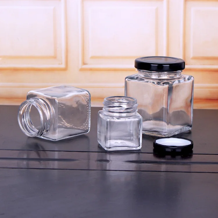 square glass honey jar cheap jam jars with metal lids