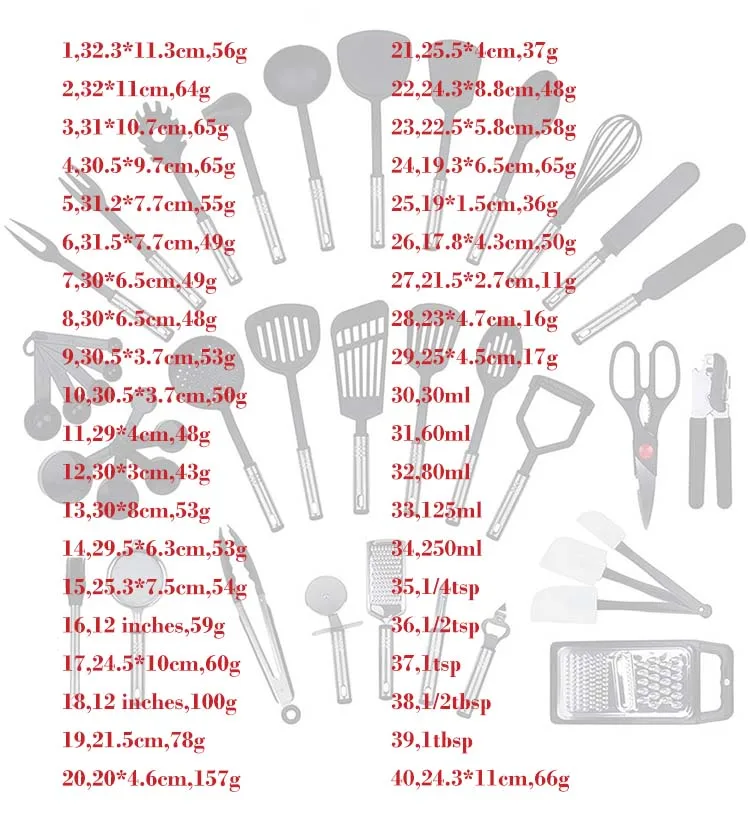 40 Pcs Cooking Utensils New Product Ideas 2022 Cookware Set Kitchen