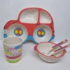 Welcome Custom Wholesale Disposable BPA free Different Shape Bamboo Fiber Children Tableware 5pcs Sets