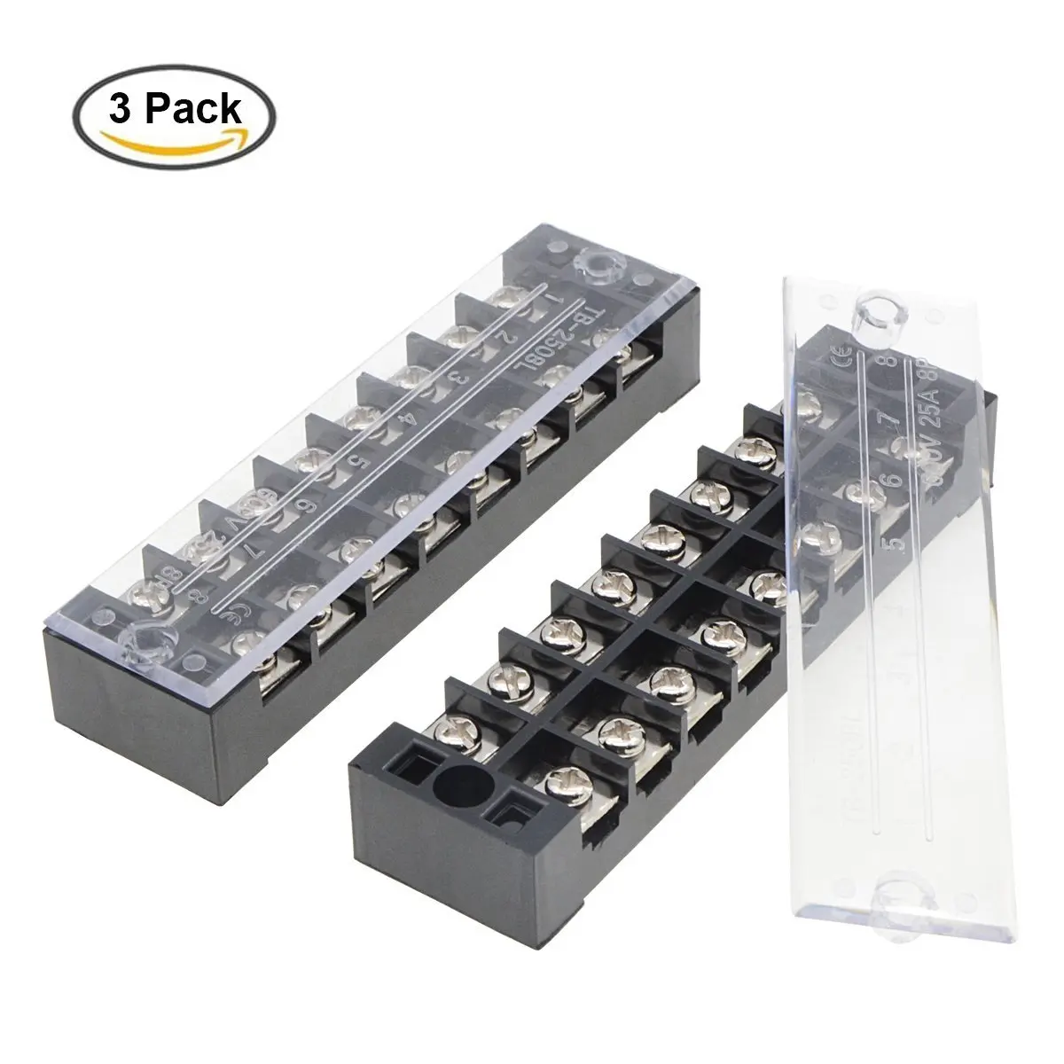 3PACK 12Way Barrier Screw Terminal Block Wire Cable Connector Strips 3A 5A 10Amp