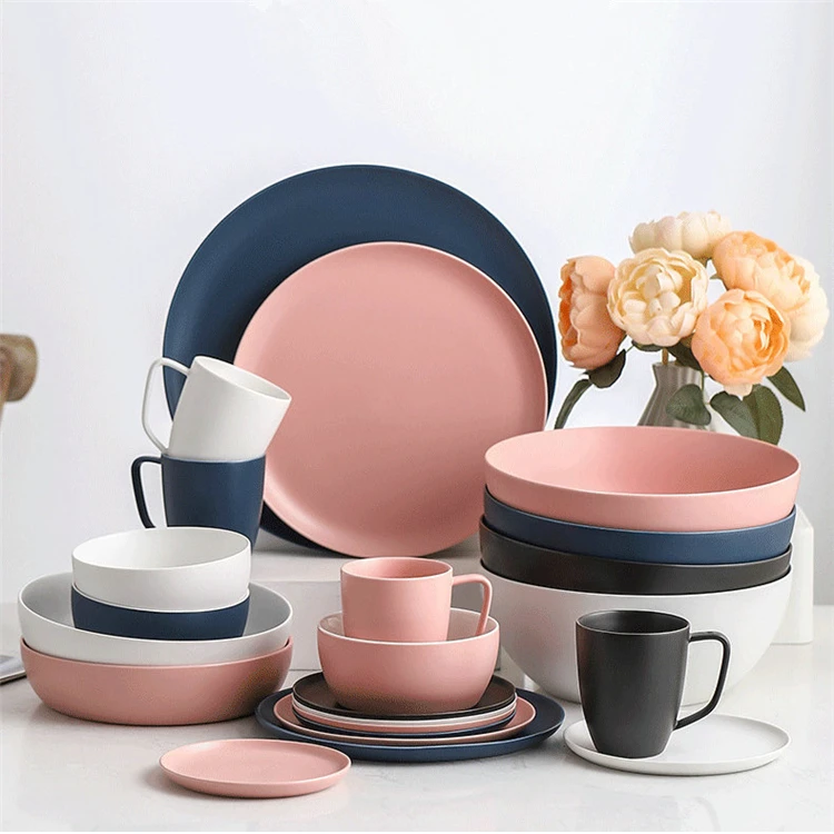 Nordic Style Dinnerware Set Matte Solid Color Restaurant Tableware