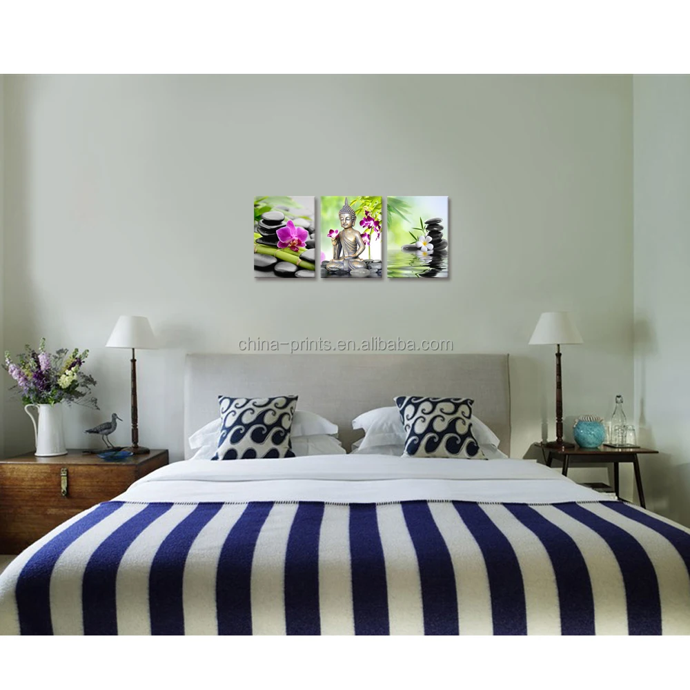 Boeddha canvas muur zen stone orchidee bloem schilderij foto ...
