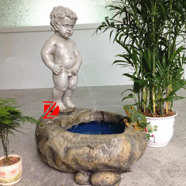peeing fountain boy garden resin