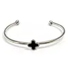 Wholesale Daily Use Stainless Steel Silver/Gold Plated Four Leaf Clover Lucky Cuff Bangle For Women