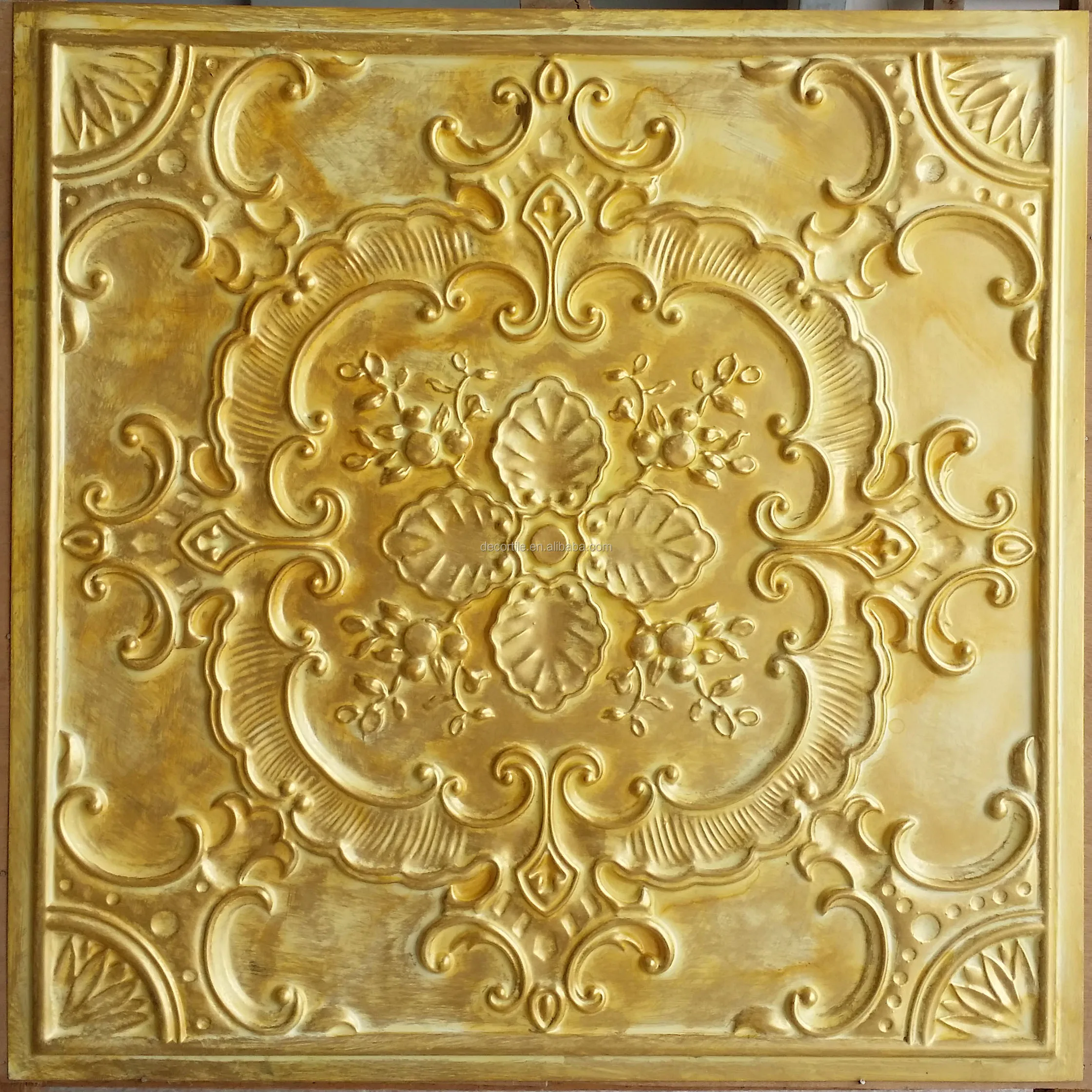 Pvc Ceiling Tile Faux Tin Painted Golden Bar Wall Panels Pl19 Lastdecor