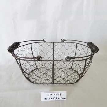 Decorative Small Wire Mesh Basket With Handle For Supermarket