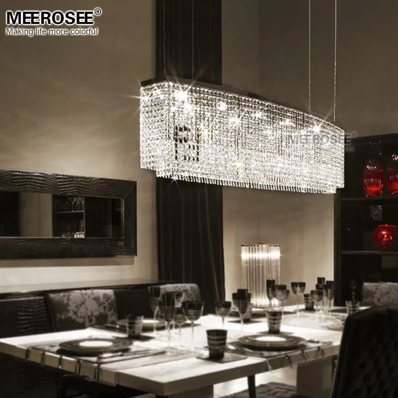 MEEROSEE Rectangular Crystal Pendant Light Chandelier MD81749