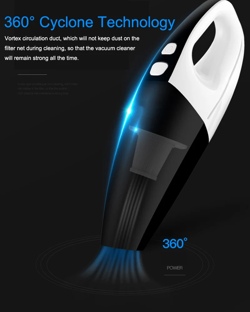 Handheld 3.5Kpa suction rechargeable cordless wet dry car vacuum cleaner high power for car home office