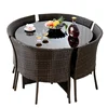 Good Price Outdoor Indoor Garden Usage Hideaway Big Dining Rattan Wicker Table And Chair