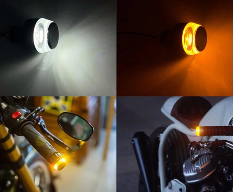 Free Shipping Aluminum Motorcycle Led Hand Grip Bar End Light