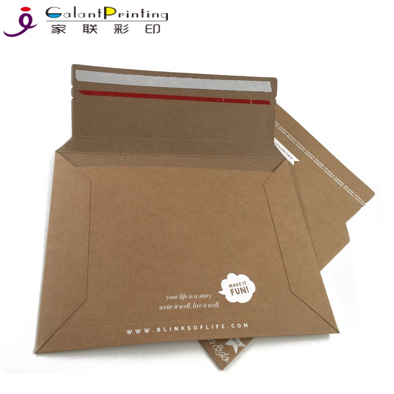 Kraft Rigid A4 A5 Size Printed White Logo Mailer Envelope Packaging