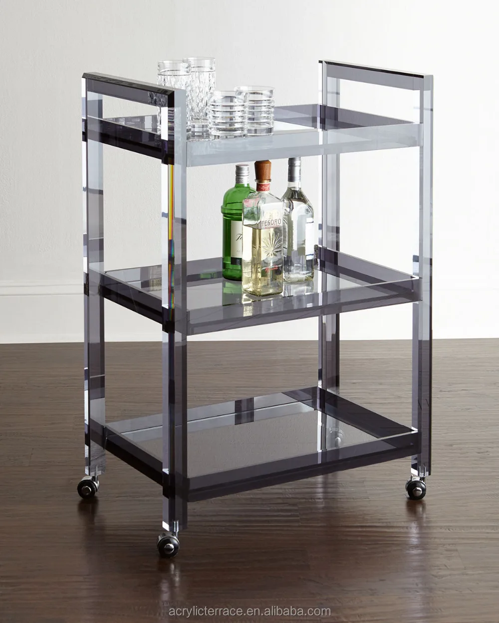 bar serving carts on 3 Tier Smoke Acrylic Bar Serving Cart Buy Acrylic Lucite Bar Cart Tea Serving Carts Bar Cart Product On Alibaba Com