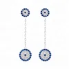 Hot Selling Products 925 Silver Micro Pave Setting Evil Eye Dangle Earrings