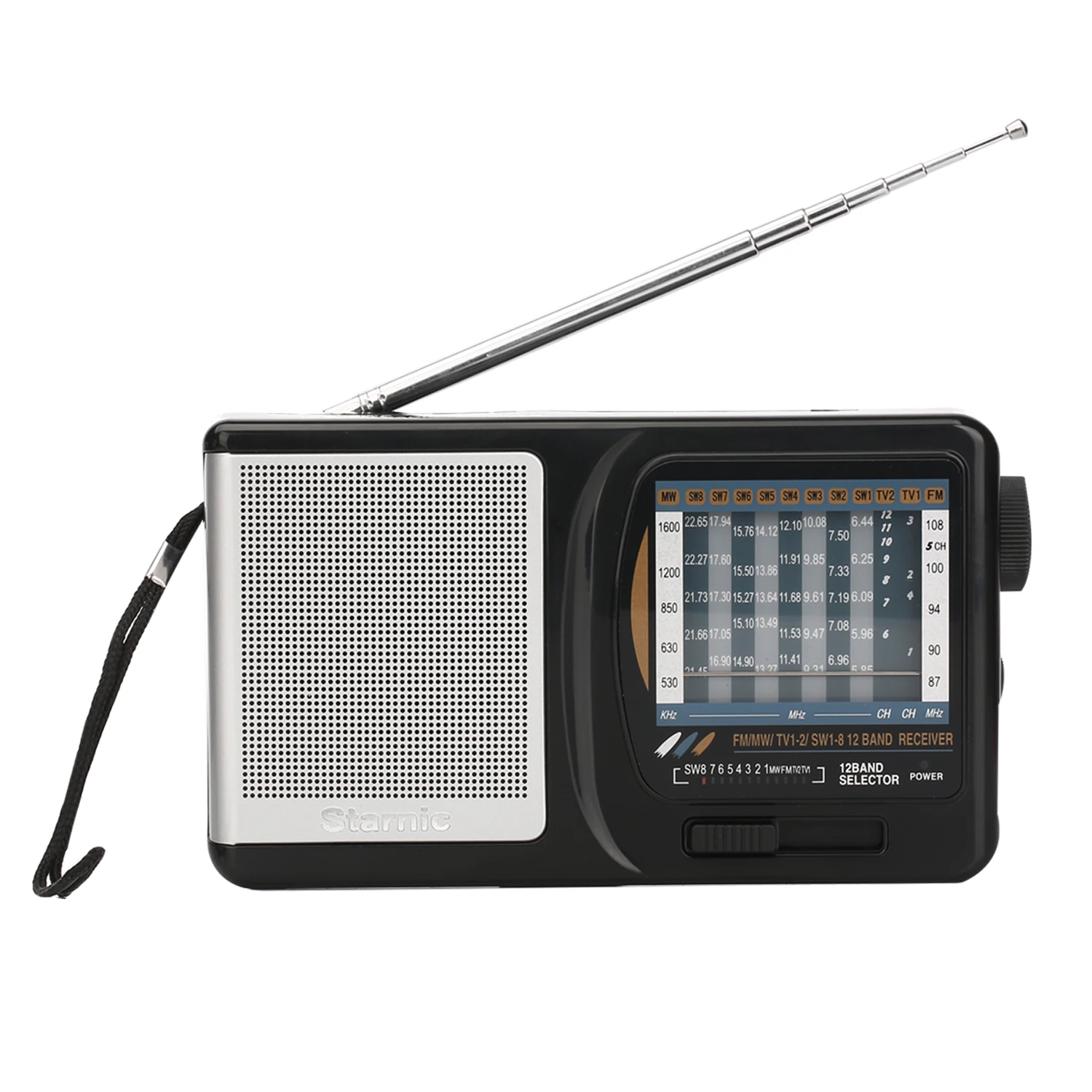 Multiband Fm/tv/mw/sw 12 Band Radio Portable World Receiver Radio With