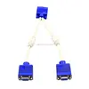 High Resolution VGA Y Splitter Cable 15-pin HD-15 VGA Cable Double Female to Male With Ferrite Bead