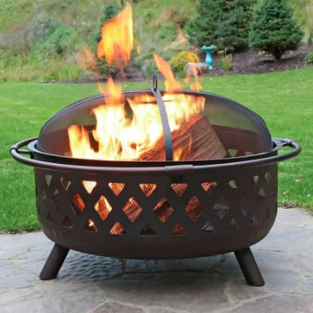 2019 Metal Outdoor Fire Pit Faux Slate Stone Garden Treasures Fire