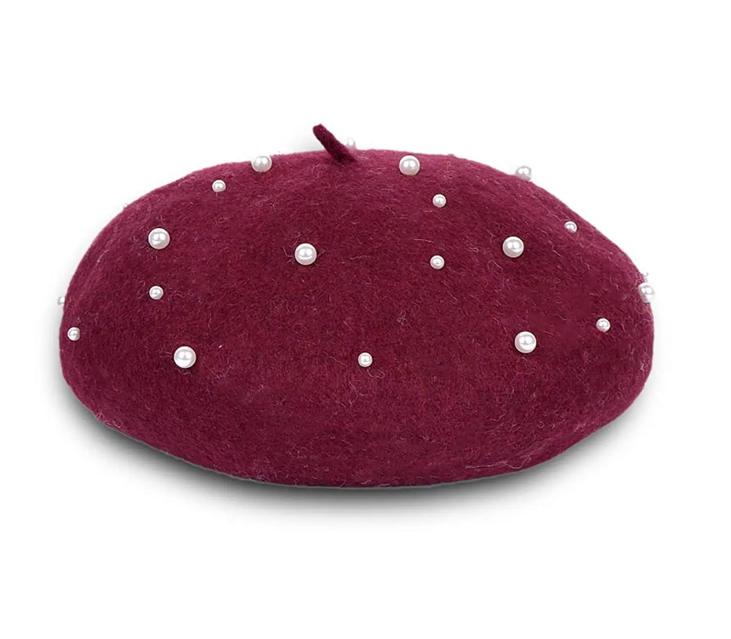 MINAKOLIFE Womens French Artist Solid 100/% Wool Beret Hats with Full Pearl