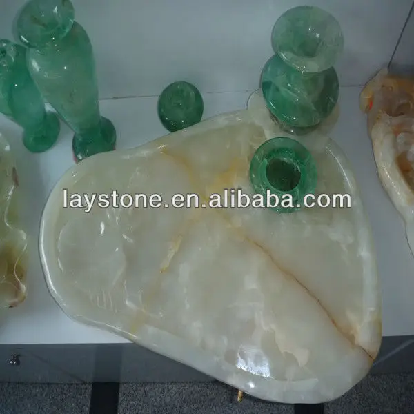 China Lotus leaf shape White onyx tea board table
