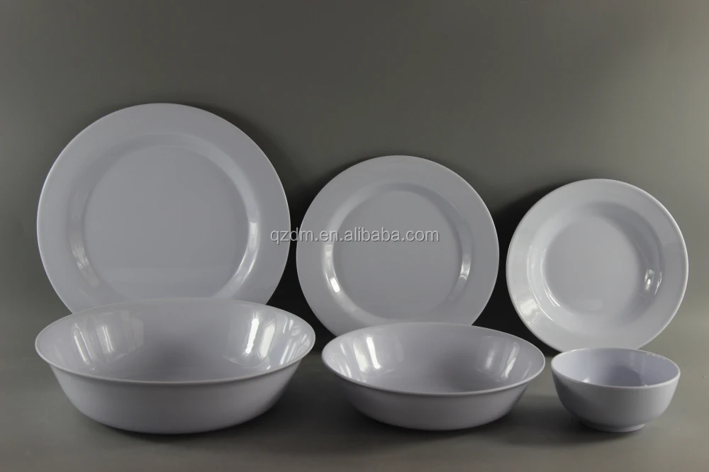 Plain White Melamine Dinner Set,White Melamine Tableware Set