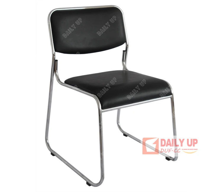 Chromed Stacking Chairs Office Reception Chair with Seat and Back PU Cushion Economic Waiting Chair Bedroom Furniture
