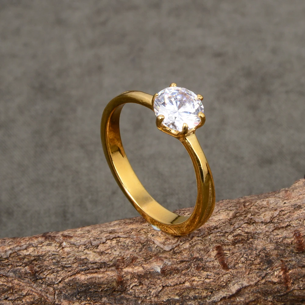 custom gold plated jewelry ring cz zircon stone