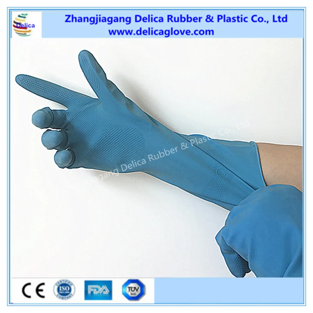 Household Natural Rubber Latex Glove With Dip Flock Lined Or Sprayed