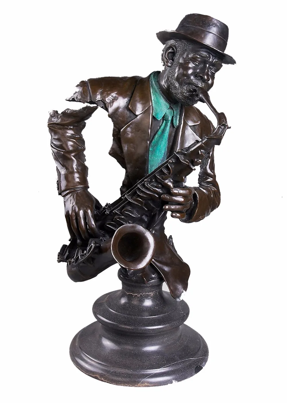 Tpy014 Male Music Bust Statue Saxophone Player Large Home Decor Bronze
