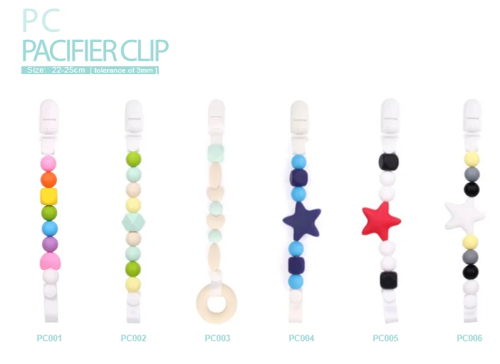 BPA Free Silicone Beads Baby Pacifier Chain Clip