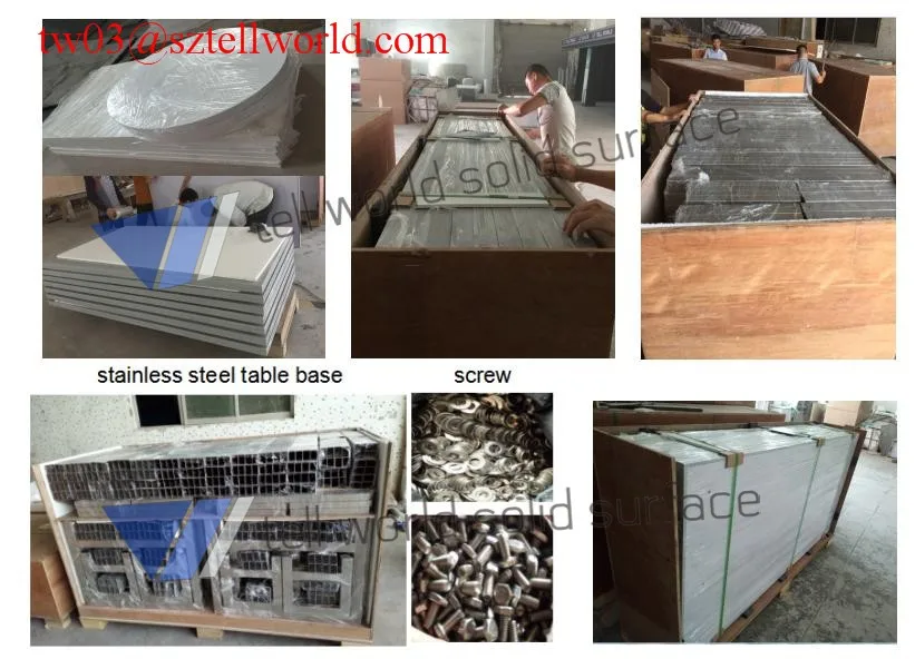 Fast food  chinese acrylic solid surface restaurant dinning table and chairs