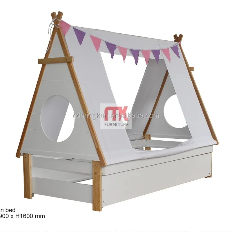 Pine Wood Mid Sleeper Tee Pee Bed With Tent Loft Bed For Children Buy