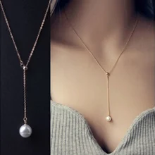 2016 New Fashion Top Quality simulated pearl Jewelry Sample Style Adjustable Chain Statement Necklace For Women