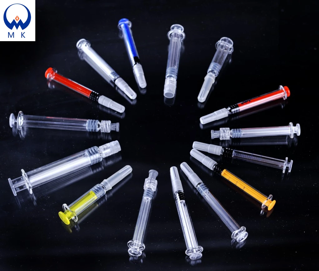 Hot selling 1ml thc oil glass syringe with luer lock