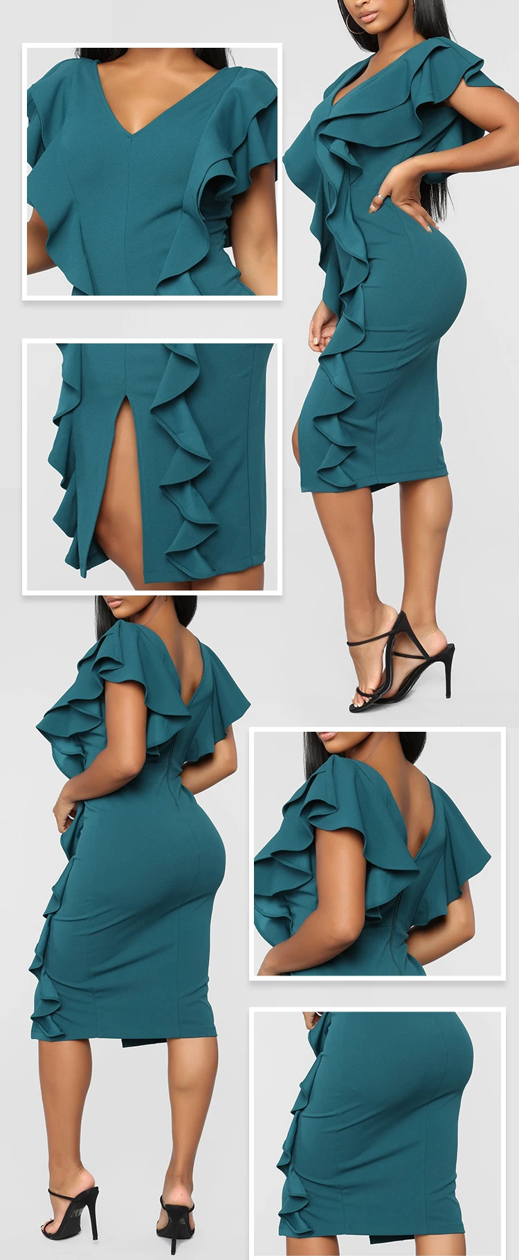 tight dress with ruffle at waist