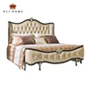 luxury design furniture soft double bed french style antique hand carved wood frame king size bed