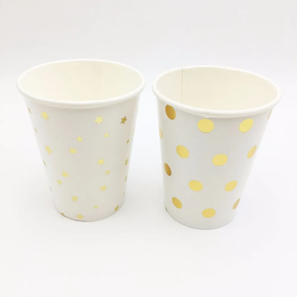 Wholesale Cheap Paper Coffee Cups Hot Stamping Gold Color Shiny