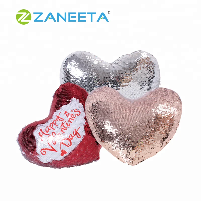 sequin heart pillow