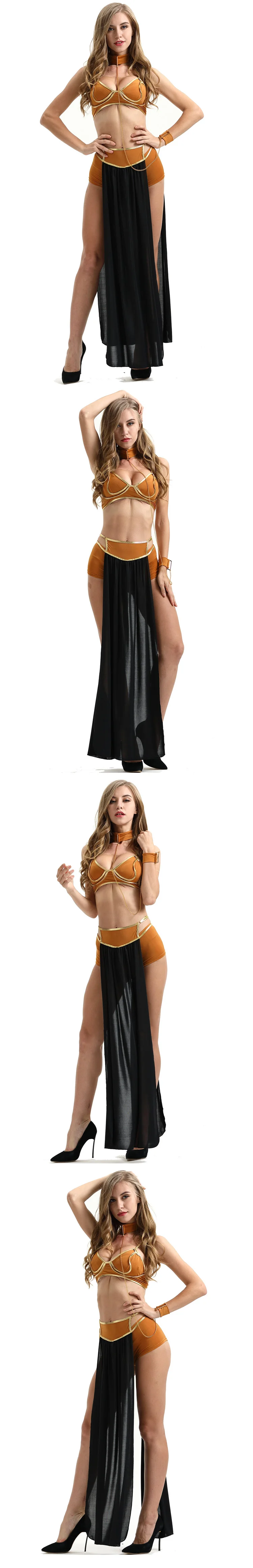 New Sexy Halloween Costume Adults Cosplay Egyptian Golden Cleopatra Costume