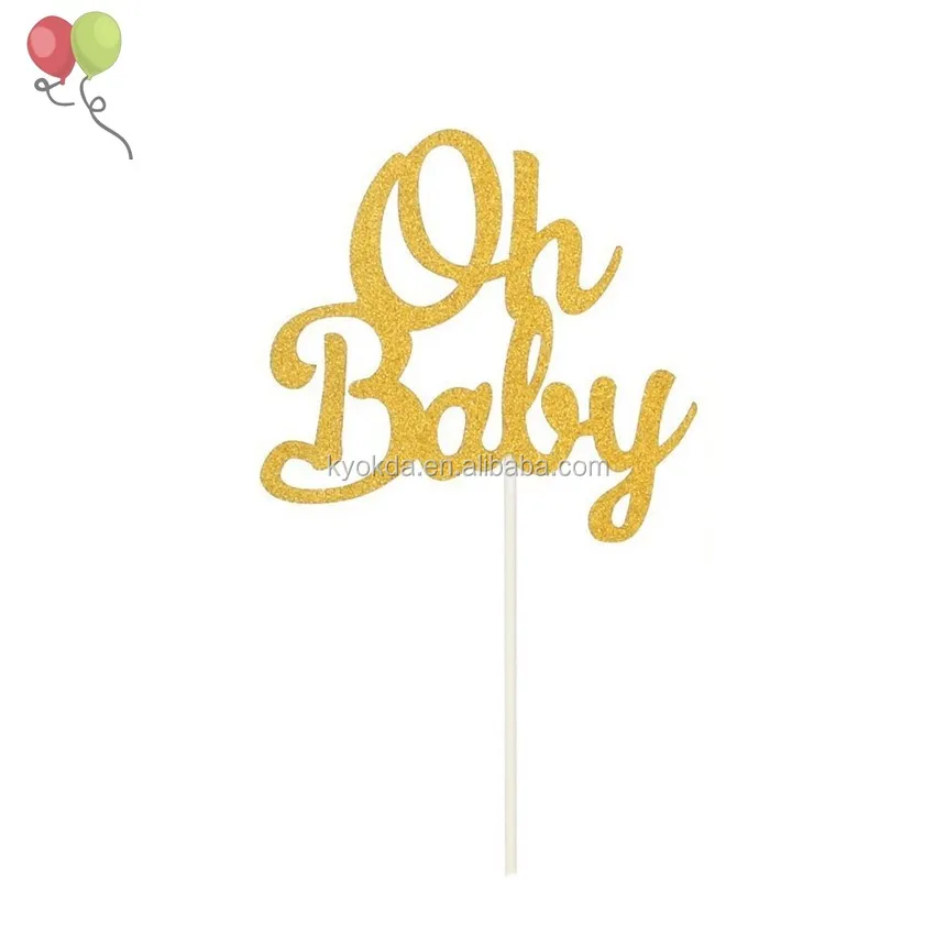 Gold - Welcome Baby Cake Topper Baby Shower or Gender Reveal Party Decorations Gold 