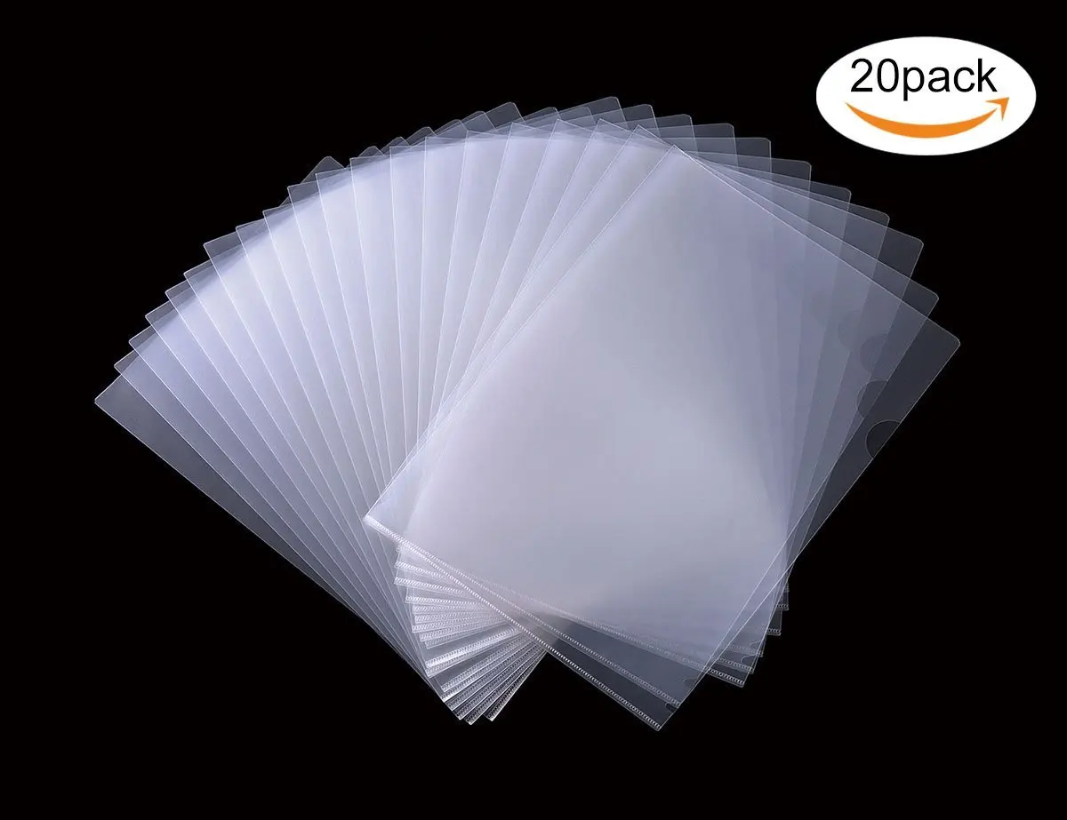 Buy 20 Pack L-type Clear Document Folder Copy Safe Project Pocket US ...