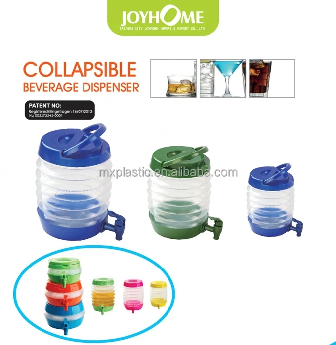 Colorful Portable Plastic Collapsible Beverage Dispenser With Base