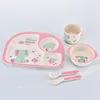 Eco-Friendly Bamboo Straw Dishes Kids 5-Piece Meal Set, Biodegradable Dinnerware