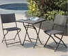 3 Piece Bistro Set of Foldable Garden Patio Table and Chairs, Brown Wicker