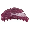 Fashion Jewelry Hair Clamp Acrylic Rhinestone Leaf Shape Hair Clip Good Quality Large Hair Claw For Women