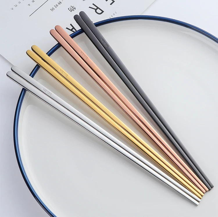 korean style chopsticks with gold rose gold black color