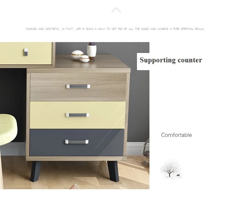Nordic Style Creative Design Wooden Combinable Dressing Table Dresser