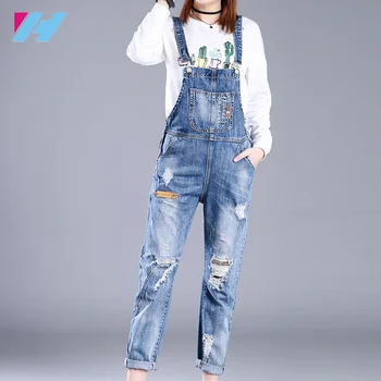 ripped jean overalls
