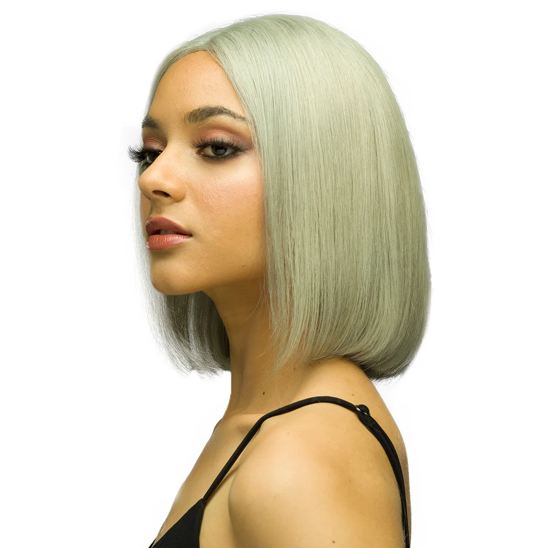Caesious Grey  Color Middle Part 100% Human Hair Bob Wig, Wholesale Cheap Gray Short Lace Frontal Closure Wigs